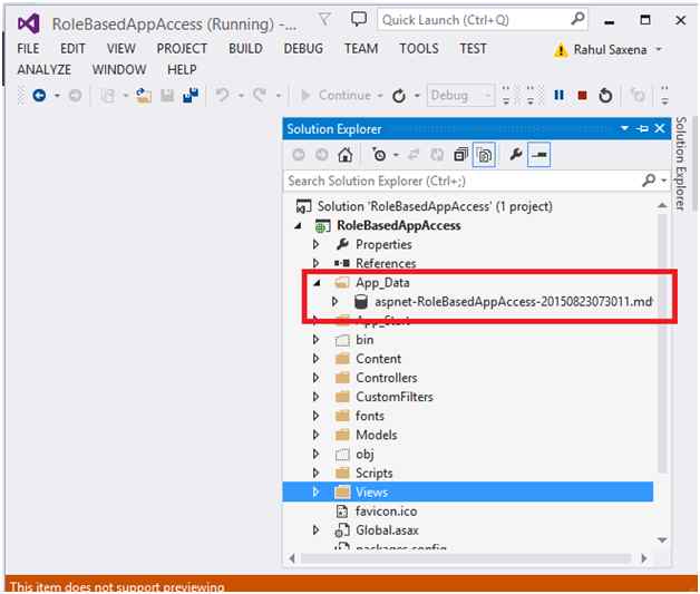 Application default database